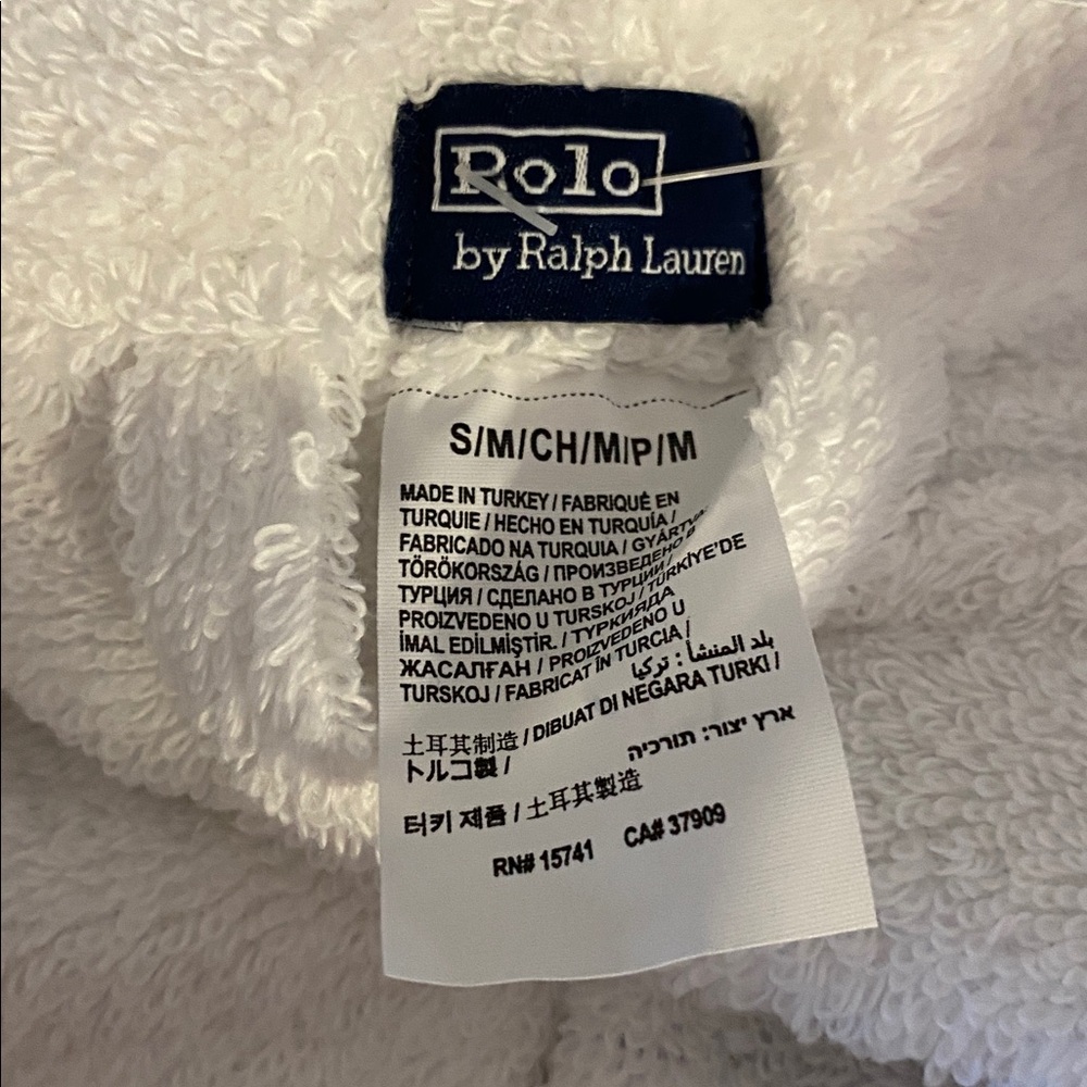 Ralph Lauren White Plush Polo Bear Robe with Embroidered Bear size S/M - Picture 4 of 10